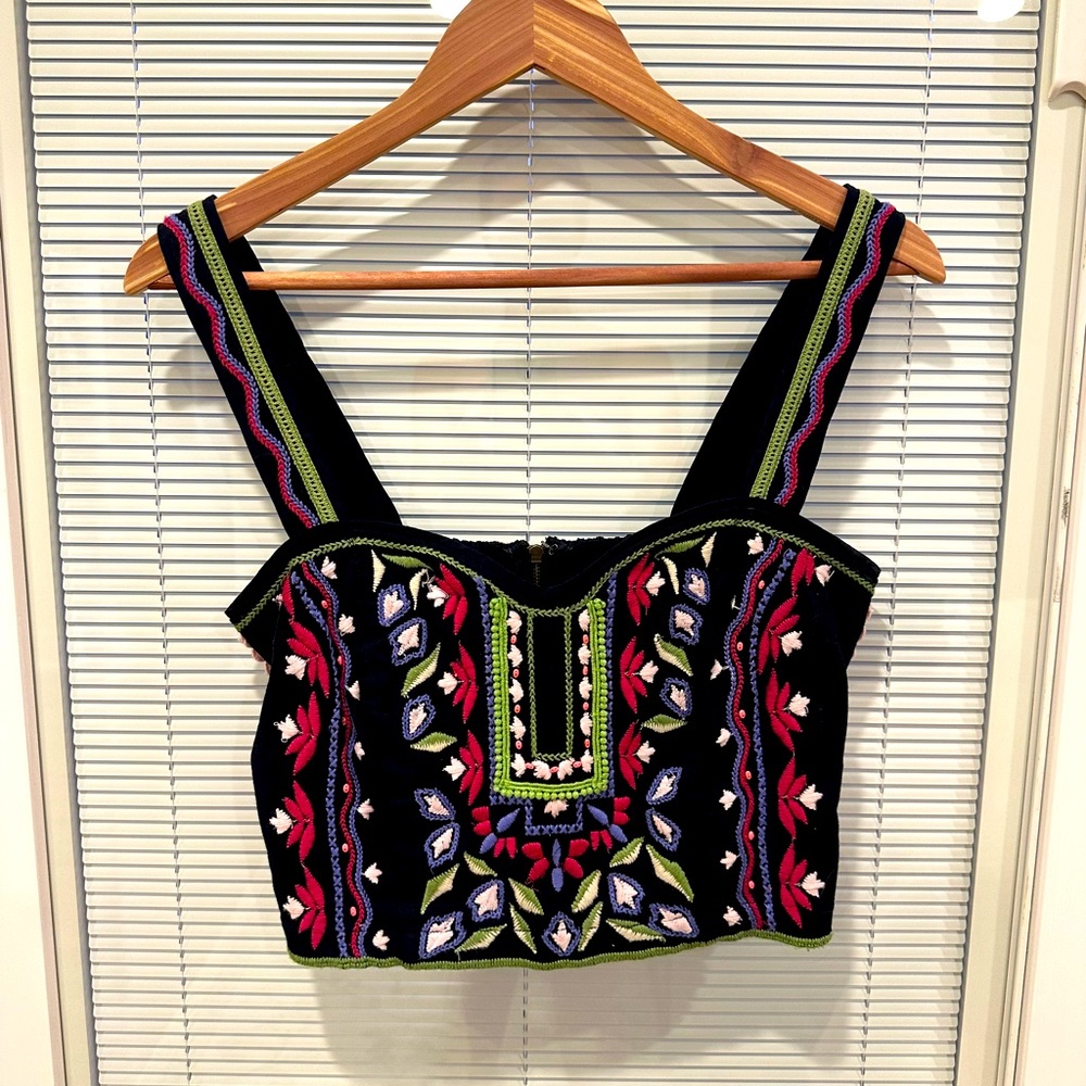 Anthropologie Embroidered Crop Top 🌷